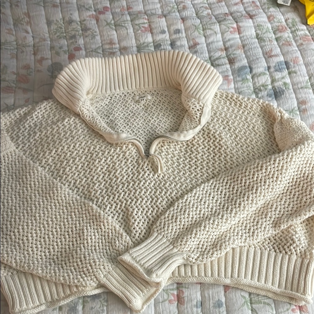 Aerie Cream Cowl Neck Sweater